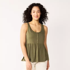 Women's Sonoma Goods For Life® Button Utility Tank -Sonoma Clothing Store 5583719 Olive