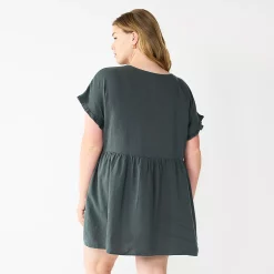 Plus Size Sonoma Goods For Life® Ruffled A-Line Mini Dress 9 Plus Size Sonoma Goods For Life® Ruffled A-Line Mini Dress -Sonoma Clothing Store 5584068 ALT
