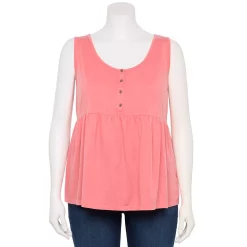Plus Size Sonoma Goods For Life Button Front Utility Tank -Sonoma Clothing Store 5584138 Melon Pink