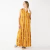 Petite Sonoma Goods For Life® Tiered Maxi Dress 1 Petite Sonoma Goods For Life® Tiered Maxi Dress -Sonoma Clothing Store 5584155 Gold Ikat Stripe