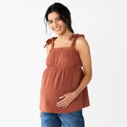 Maternity Sonoma Goods For Life® Tie-Shoulder Babydoll Top -Sonoma Clothing Store 5584773 Rustic