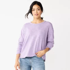 Women's Sonoma Goods For Life® Long Sleeve Pocket Tee -Sonoma Clothing Store 5585375 Light Purple