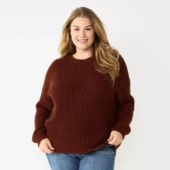 Plus Size Sonoma Goods For Life® Drop Shoulder Sweater -Sonoma Clothing Store 5585467 Brown