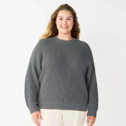 Plus Size Sonoma Goods For Life® Drop Shoulder Sweater -Sonoma Clothing Store 5585467 Gray