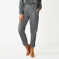 Women's Sonoma Goods For Life® Mid-Rise Straight-Leg Paperbag Pants -Sonoma Clothing Store 5587701 Grey