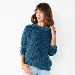Petite Sonoma Goods For Life® Drop Shoulder Pullover Sweater -Sonoma Clothing Store 5587850 Blue