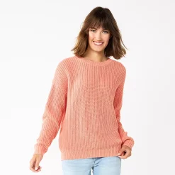 Petite Sonoma Goods For Life® Drop Shoulder Pullover Sweater -Sonoma Clothing Store 5587850 Coral