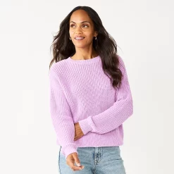 Petite Sonoma Goods For Life® Drop Shoulder Pullover Sweater -Sonoma Clothing Store 5587850 Lavendar