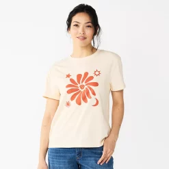 Women's Sonoma Goods For Life® Relaxed Graphic Tee -Sonoma Clothing Store 5596692 Cream Orange Floral