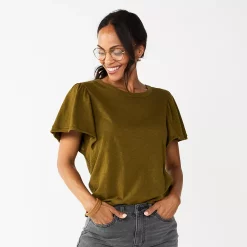 Women's Sonoma Goods For Life® Seamed Flutter Sleeve Top -Sonoma Clothing Store 5611922 Olive