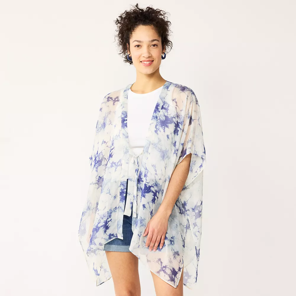 Women's Sonoma Goods For Life® Easy Tye Dye Tie Front Ruana 4 Women's Sonoma Goods For Life® Easy Tye Dye Tie Front Ruana - Image 2