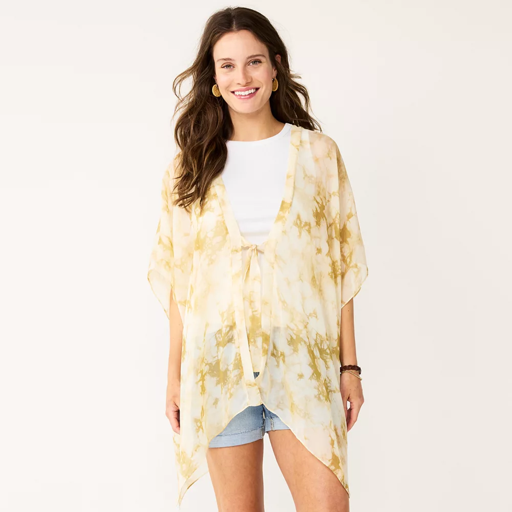 Women's Sonoma Goods For Life® Easy Tye Dye Tie Front Ruana 3 Women's Sonoma Goods For Life® Easy Tye Dye Tie Front Ruana