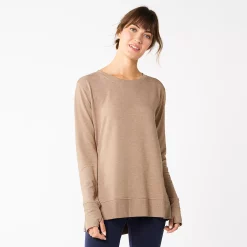 Women's Sonoma Goods For Life® Super Soft Solid Tunic Sweatshirt 14 Women's Sonoma Goods For Life® Super Soft Solid Tunic Sweatshirt -Sonoma Clothing Store 5621644 Tan