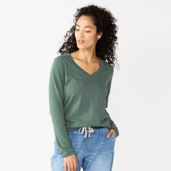 Women's Sonoma Goods For Life® Everyday V-Neck Long Sleeve Tee 53 Women's Sonoma Goods For Life® Everyday V-Neck Long Sleeve Tee -Sonoma Clothing Store 5625801 Dark Blue Gray