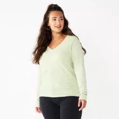 Women's Sonoma Goods For Life® Everyday V-Neck Long Sleeve Tee 56 Women's Sonoma Goods For Life® Everyday V-Neck Long Sleeve Tee -Sonoma Clothing Store 5625801 Mint Green