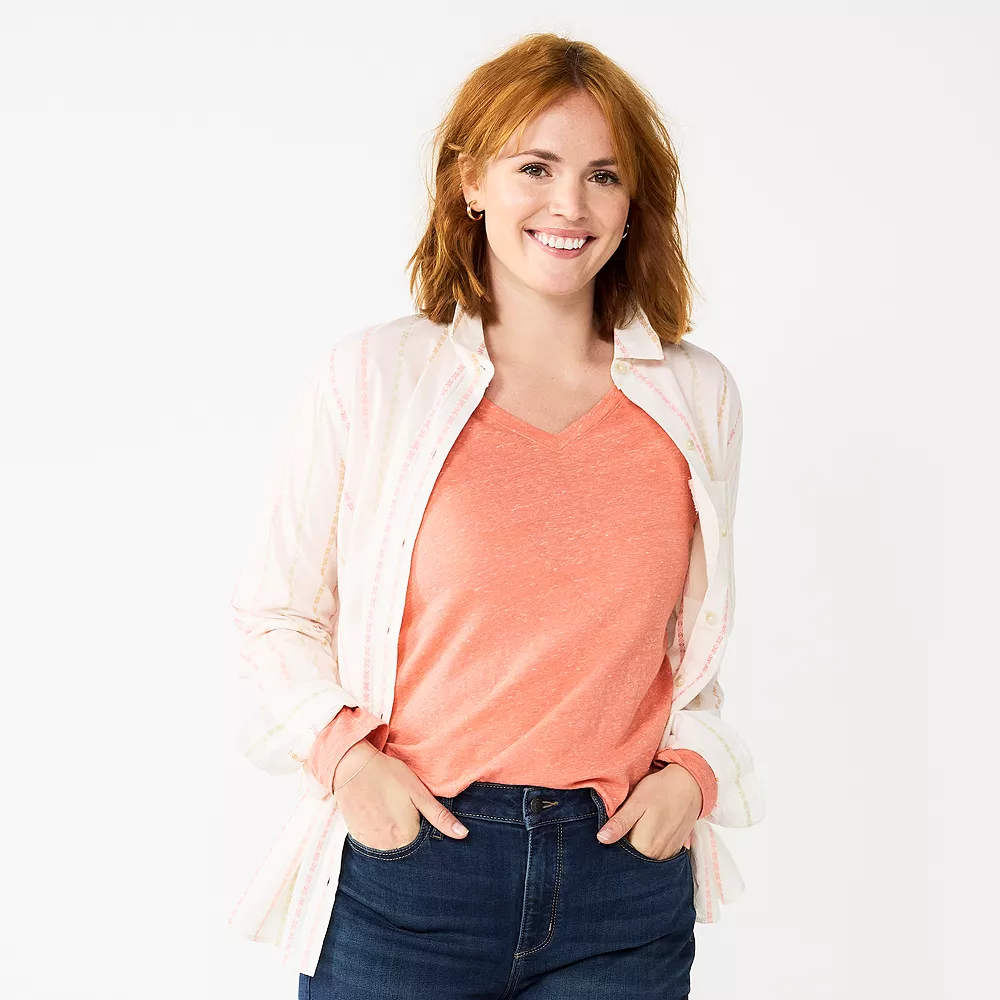 Women's Sonoma Goods For Life® Everyday V-Neck Long Sleeve Tee 10 Women's Sonoma Goods For Life® Everyday V-Neck Long Sleeve Tee - Image 8