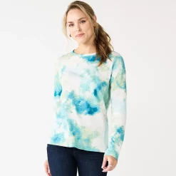 Women's Sonoma Goods For Life® Everyday Crewneck Long Sleeve Tee 37 Women's Sonoma Goods For Life® Everyday Crewneck Long Sleeve Tee -Sonoma Clothing Store 5625802 Blue Tie Dye