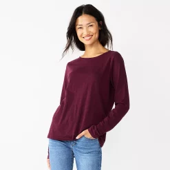Women's Sonoma Goods For Life® Everyday Crewneck Long Sleeve Tee 58 Women's Sonoma Goods For Life® Everyday Crewneck Long Sleeve Tee -Sonoma Clothing Store 5625802 Dark Berry