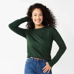 Women's Sonoma Goods For Life® Everyday Crewneck Long Sleeve Tee 39 Women's Sonoma Goods For Life® Everyday Crewneck Long Sleeve Tee -Sonoma Clothing Store 5625802 Dark Green Shine