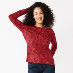 Women's Sonoma Goods For Life® Everyday Crewneck Long Sleeve Tee 38 Women's Sonoma Goods For Life® Everyday Crewneck Long Sleeve Tee -Sonoma Clothing Store 5625802 Red Multi Floral
