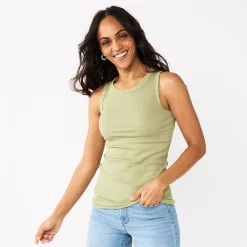 Women's Sonoma Goods For Life® Slim Fit High Neck Rib Tank -Sonoma Clothing Store 5651280 Light Green