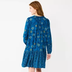 Women's Sonoma Goods For Life® Printed Long Sleeve Dress -Sonoma Clothing Store 5657674 ALT