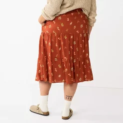 Plus Size Sonoma Goods For Life® Tiered Midi Skirt -Sonoma Clothing Store 5659149 ALT