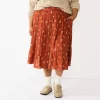 Plus Size Sonoma Goods For Life® Tiered Midi Skirt -Sonoma Clothing Store 5659149 Mauve Floral