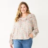 Plus Size Sonoma Goods For Life® Ruffle Peasant Top -Sonoma Clothing Store 5662063 White Multi Floral