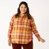 Plus Size Sonoma Goods For Life® Everyday Flannel Shirt -Sonoma Clothing Store 5664645 Burnt Orange Plaid