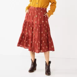 Women's Sonoma Goods For Life® Tiered Maxi Skirt -Sonoma Clothing Store 5664691 Mauve Floral