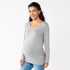 Maternity Sonoma Goods For Life® Essential Scoopneck Long Sleeve Tee -Sonoma Clothing Store 5672154 Grey