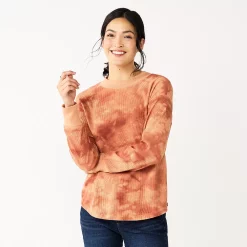 Women's Sonoma Goods For Life® Mockneck Waffle Top 22 Women's Sonoma Goods For Life® Mockneck Waffle Top -Sonoma Clothing Store 5672315 Rust Tie Dye