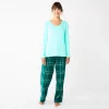 Petite Sonoma Goods For Life® Flannel Pajama Pants & Pajama Top Sleep Set -Sonoma Clothing Store 5675636 Green Cuddle Pld