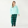 Plus Size Sonoma Goods For Life® Flannel Pajama Pants & Pajama Top Sleep Set -Sonoma Clothing Store 5675638 Green Cuddle Pld