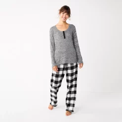 Women's Sonoma Goods For Life® Flannel Pajama Pants & Pajama Top Sleep Set -Sonoma Clothing Store 5677709 Black Buffalo