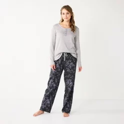 Women's Sonoma Goods For Life® Flannel Pajama Pants & Pajama Top Sleep Set -Sonoma Clothing Store 5677709 Lilac Star Field