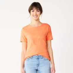 Women's Tall Sonoma Goods For Life® Essential Crewneck Tee -Sonoma Clothing Store 5686288 Apricot Orange
