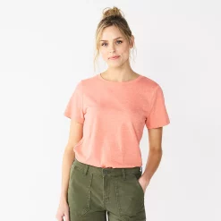 Women's Tall Sonoma Goods For Life® Essential Crewneck Tee -Sonoma Clothing Store 5686288 Coral