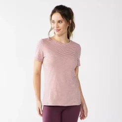 Women's Tall Sonoma Goods For Life® Essential Crewneck Tee -Sonoma Clothing Store 5686288 Mauve Stripe