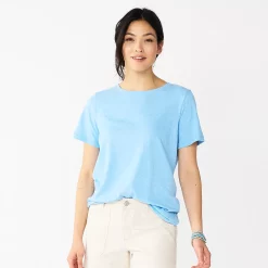 Women's Tall Sonoma Goods For Life® Essential Crewneck Tee -Sonoma Clothing Store 5686288 Texture Light Blue