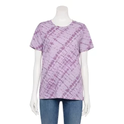 Women's Tall Sonoma Goods For Life® Essential Crewneck Tee -Sonoma Clothing Store 5686288 Violet Diagonal Dye