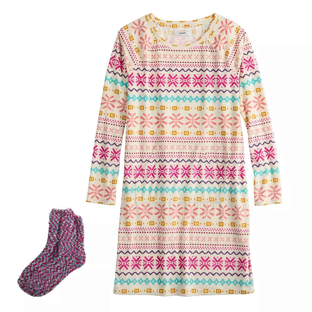 Women's Sonoma Goods For Life® 2-pc. Long Sleeve Crewneck Sleepshirt & Socks Set 10 Women's Sonoma Goods For Life® 2-pc. Long Sleeve Crewneck Sleepshirt & Socks Set - Image 8