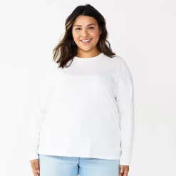 Plus Size Sonoma Goods For Life® Everyday Crewneck Long Sleeve Top -Sonoma Clothing Store 5714078 White