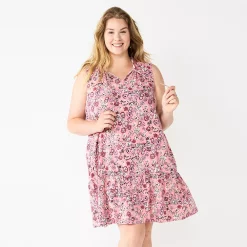 Women's Sonoma Goods For Life® Tiered Sleeveless Dress -Sonoma Clothing Store 5746171 Pink Floral