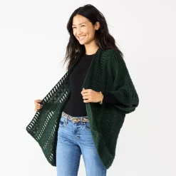 Women's Sonoma Goods For Life® Open Knit Kimono -Sonoma Clothing Store 5796217 Pine Green