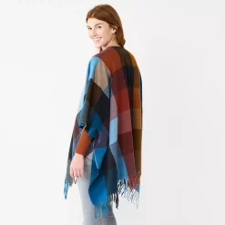 Women's Sonoma Goods For Life® Spokane Plaid Topper With Fringe 7 Women's Sonoma Goods For Life® Spokane Plaid Topper With Fringe -Sonoma Clothing Store 5796222 ALT