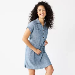 Women's Sonoma Goods For Life® Henley Shirt Dress -Sonoma Clothing Store 5804278 Blue