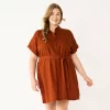 Plus Size Sonoma Goods For Life® Henley Shirt Dress -Sonoma Clothing Store 5805994 Brown Chili