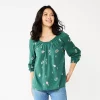 Women's Sonoma Goods For Life® Three-Quarter Sleeve Top -Sonoma Clothing Store 5806184 Teal Floral